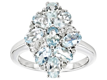 Picture of Pre-Owned Blue Aquamarine Rhodium Over Silver Ring 2.11ctw