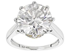 Pre-Owned Moissanite Platineve And 14k Yellow Gold Over Silver  Ring 6.29ctw D.E.W