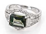 Pre-Owned Green Labradorite Rhodium Over Sterling Silver Ring 2.83ctw