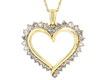 Picture of Pre-Owned Candlelight Diamonds™ 10k Yellow Gold Heart Pendant With Rope Chain 1.00ctw