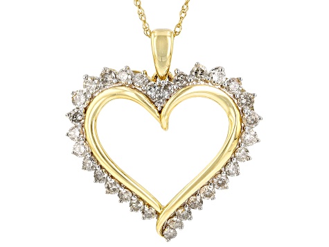 Pre-Owned Candlelight Diamonds™ 10k Yellow Gold Heart Pendant With Rope Chain 1.00ctw