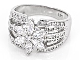 Pre-Owned White Cubic Zirconia Platinum Over Sterling Silver Flower Ring 1.19ctw