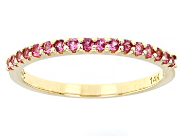 Picture of Pre-Owned Pink Spinel 14k Yellow Gold Band Ring 0.30ctw