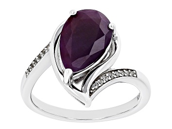 Picture of Pre-Owned Red Ruby Rhodium Over Sterling Silver Ring 4.06ctw