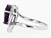 Pre-Owned Red Ruby Rhodium Over Sterling Silver Ring 4.06ctw