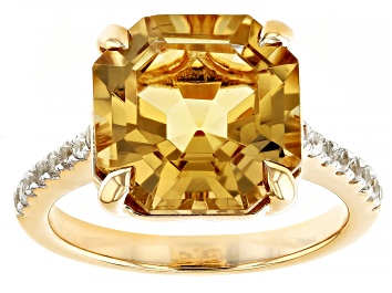 Picture of Pre-Owned Champagne Quartz With White Zircon 18k Yellow Gold Over Sterling Silver 5.39ctw