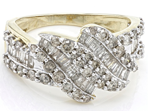Pre-Owned Candlelight Diamonds™ 10k Yellow Gold Bypass Ring 1.25ctw