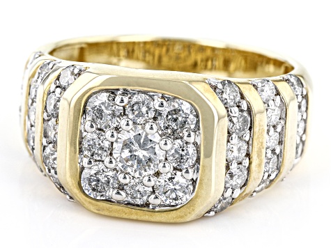 Pre-Owned White Diamond 10k Yellow Gold Mens Cluster Ring 2.00ctw