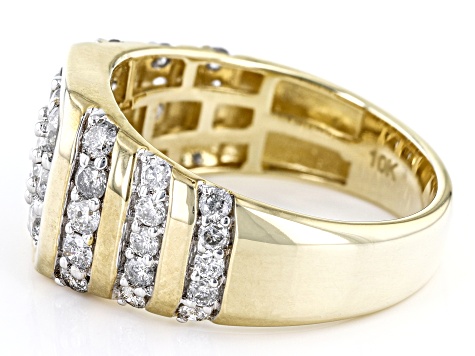 Pre-Owned White Diamond 10k Yellow Gold Mens Cluster Ring 2.00ctw