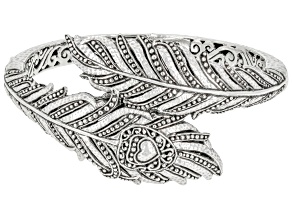Pre-Owned Sterling Silver Bypass Feather Bracelet