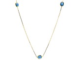 Pre-Owned Blue Turquoise 18k Yellow Gold Over Sterling Silver Station Necklace