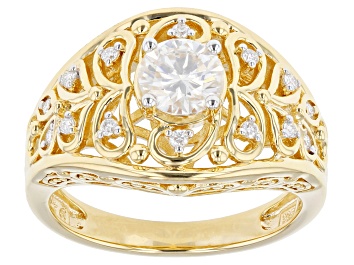 Picture of Pre-Owned Moissanite 14k yellow gold over silver ring .94ctw DEW