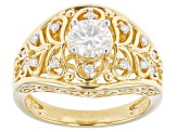 Pre-Owned Moissanite 14k yellow gold over silver ring .94ctw DEW