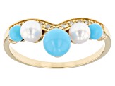Pre-Owned Blue Sleeping Beauty Turquoise 14k Yellow Gold Band Ring