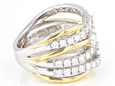 Pre-Owned Moissanite platineve and 14k yellow gold over silver ring 1.97ctw DEW