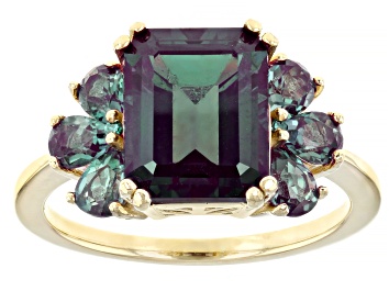 Picture of Pre-Owned Lab Created Alexandrite 10k Yellow Gold Ring 4.77ctw