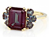 Pre-Owned Lab Created Alexandrite 10k Yellow Gold Ring 4.77ctw