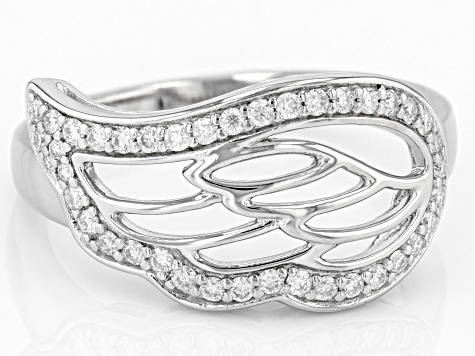 Pre-Owned Moissanite Platineve Angel Wing Ring .40ctw DEW.