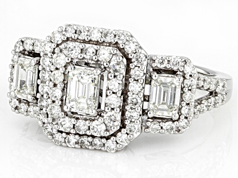 Pre-Owned White Diamond 10k White Gold Halo Ring 1.50ctw
