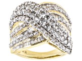 Pre-Owned White Diamond 10k Yellow Gold Crossover Ring 3.00ctw