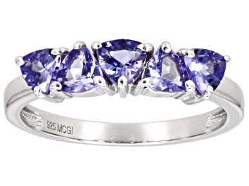 Picture of Pre-Owned Tanzanite Rhodium Over Sterling Silver Ring 1.08ctw