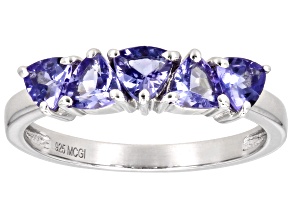 Pre-Owned Tanzanite Rhodium Over Sterling Silver Ring 1.08ctw