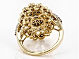 Pre-Owned Champagne And White Diamond 10k Yellow Gold Cocktail Ring 2.00ctw