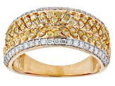 Pre-Owned Natural Yellow And White Diamond 10k Yellow Gold Band Ring 0.80ctw
