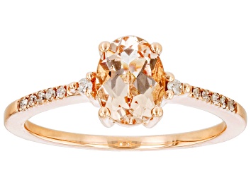 Picture of Pre-Owned Morganite With White Diamond 10k Rose Gold Ring 1.03ctw