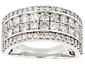 Pre-Owned White Diamond 10k White Gold Wide Band Ring 2.00ctw