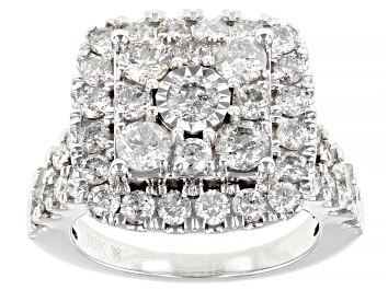 Picture of Pre-Owned White Diamond 10k White Gold Cocktail Cluster Ring 3.00ctw
