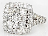 Pre-Owned White Diamond 10k White Gold Cocktail Cluster Ring 3.00ctw