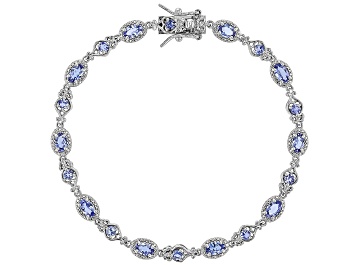 Picture of Pre-Owned Blue Tanzanite Rhodium Over Sterling Silver Tennis Bracelet 2.86ctw