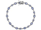 Pre-Owned Blue Tanzanite Rhodium Over Sterling Silver Tennis Bracelet 2.86ctw