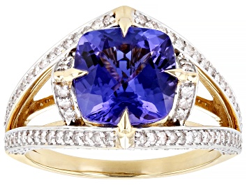 Picture of Pre-Owned Tanzanite And White Diamond 14k Yellow Gold Center Design Ring 4.61ctw