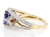 Pre-Owned Tanzanite And White Diamond 14k Yellow Gold Center Design Ring 4.61ctw