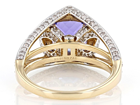 Pre-Owned Tanzanite And White Diamond 14k Yellow Gold Center Design Ring 4.61ctw