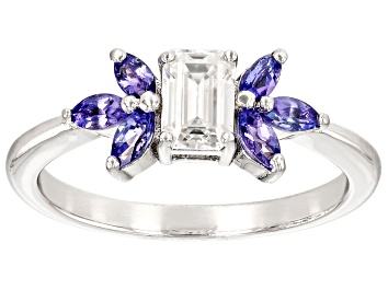 Picture of Pre-Owned Moissanite And Tanzanite Platineve Ring .58ct DEW.
