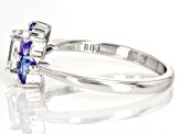 Pre-Owned Moissanite And Tanzanite Platineve Ring .58ct DEW.