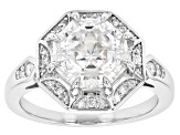 Pre-Owned Moissanite Platineve Halo Ring 3.30ctw DEW.