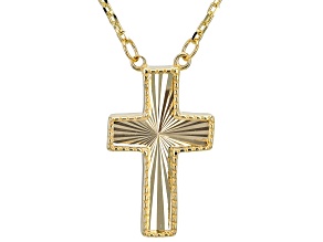 Pre-Owned 10k Yellow Gold Diamond-Cut Cross Pendant 20 Inch Necklace