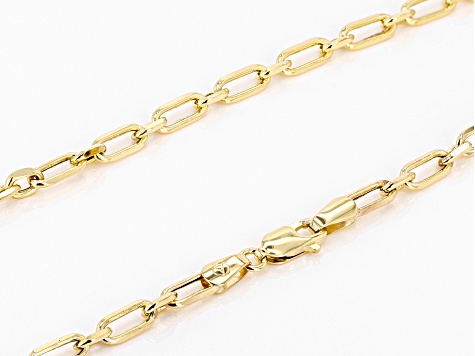 Pre-Owned 10k Yellow Gold 3.5mm Diamond-Cut Alternating 1+1 Paperclip 20 Inch Chain