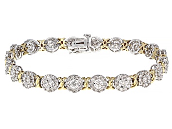 Picture of Pre-Owned White Diamond 10k Two-Tone Gold Tennis Bracelet 4.00ctw