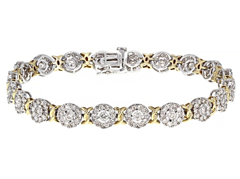 Pre-Owned White Diamond 10k Two-Tone Gold Tennis Bracelet 4.00ctw