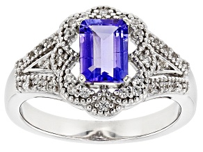 Pre-Owned Blue Tanzanite Rhodium Over Sterling Silver Ring 1.03ctw