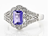 Pre-Owned Blue Tanzanite Rhodium Over Sterling Silver Ring 1.03ctw