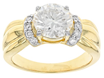 Picture of Pre-Owned Moissanite 14k yellow gold over silver ring 2.90ctw DEW.