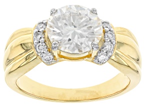 Pre-Owned Moissanite 14k yellow gold over silver ring 2.90ctw DEW.