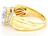 Pre-Owned Moissanite 14k yellow gold over silver ring 2.90ctw DEW.