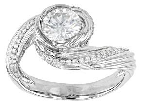 Pre-Owned Moissanite Platineve Bypass Ring 1.46ctw DEW.